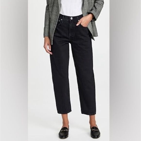 NWT Edwin Anthropologie Anderson Ankle Black Straight Leg Denim High Waist Jeans - Picture 1 of 8